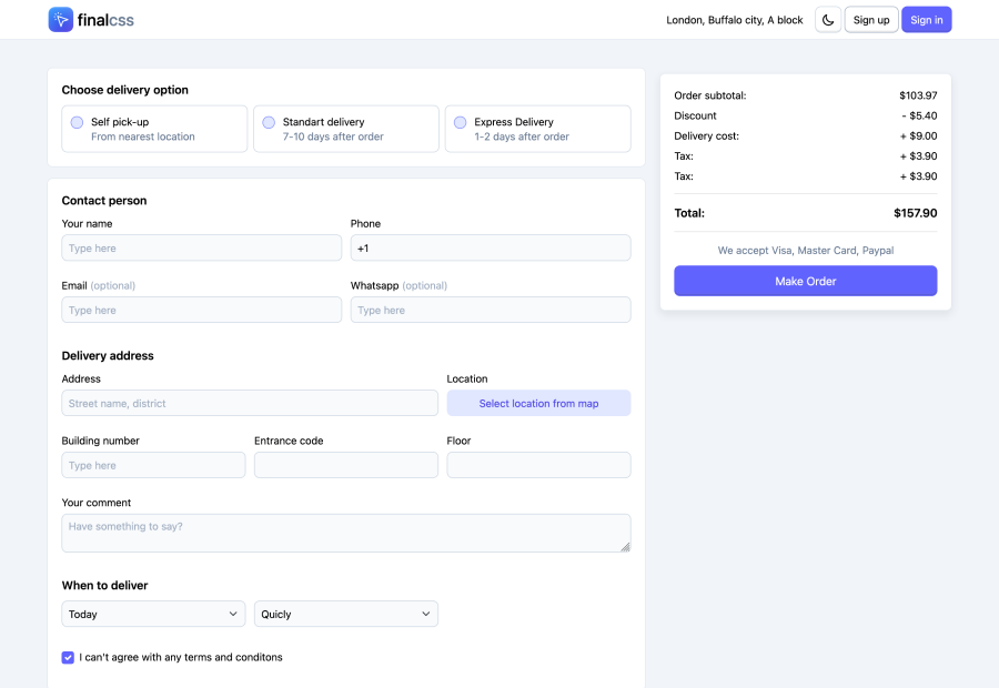 Admin control panel template design