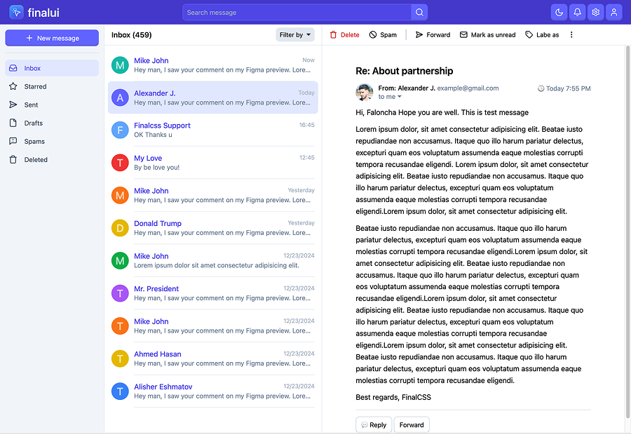 Admin control panel template design